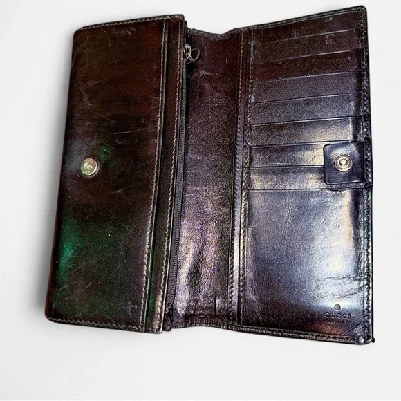 Authentic Gucci Black Guccissima Leather Wallet Horsebit Accent |  Luxury Wallet - Picture 2 of 5